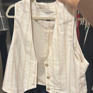 American Eagle Beige Striped Vest